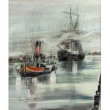John Copley (1875-1950) The tow boat, 1949 signed and dated (lower left) watercolour 35cm x 24.5cm.