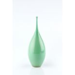 Sophie Cook (b.1974) Vase with long slender neck and green glaze impressed potter's seal 28.5cm