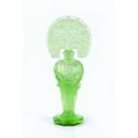 Art Deco School Scent bottle green glass, moulded with figures and foliage 21cm high.