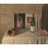 George Weissbort (1928-2013) 'Wine, Women and Song' oils on board 28.5cm x 33.5cm.