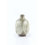 Phil Rogers (b.1951) Vase salt glaze, faceted sides, decorated with incised sprigs impressed