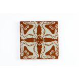 Otto Eckmann (1865-1902) for Villeroy & Boch Secessionist tile, circa 1900 printed in brown on a