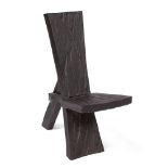 Robert Kilvington (Contemporary) Chair scorched oak 86cm high, 80cm deep.