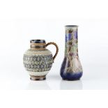 Emily Partington for Doulton Lambeth Jug raised repeating patterns impressed marks 19cm high,