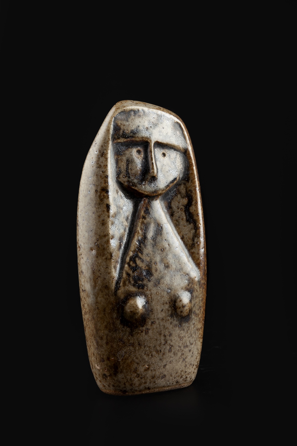 Peter Wright (1919-2003) Woman figure dark oatmeal glaze incised initials 14.5cm high. - Image 2 of 2