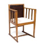 Manner of Wilhelm Schmidt (1845-1938) Austrian side chair with woven leather back fitting into