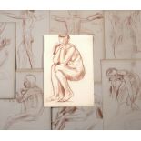 Edward Woore (1880-1960) Two folios of life drawings red chalks and pencils 36 drawings in total (
