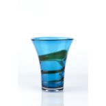 Geoffrey Baxter for Whitefriars 'Flared' vase, originally designed 1969 pattern no.9708, blue and