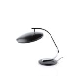 Fase of Madrid, Spain Desk lamp, model 520C, circa 1960s black painted and chromed with opaline