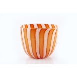 Archimede Seguso Vase orange and white latticino glass 18cm high.