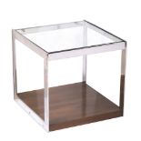 Richard Young for Merrow Associates Coffee table chrome, glass and rosewood on wheels 53cm high,