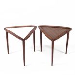 Arthur Umanoff for Raymor Pair of side tables, circa 1950 walnut, one with formica top 41cm high,