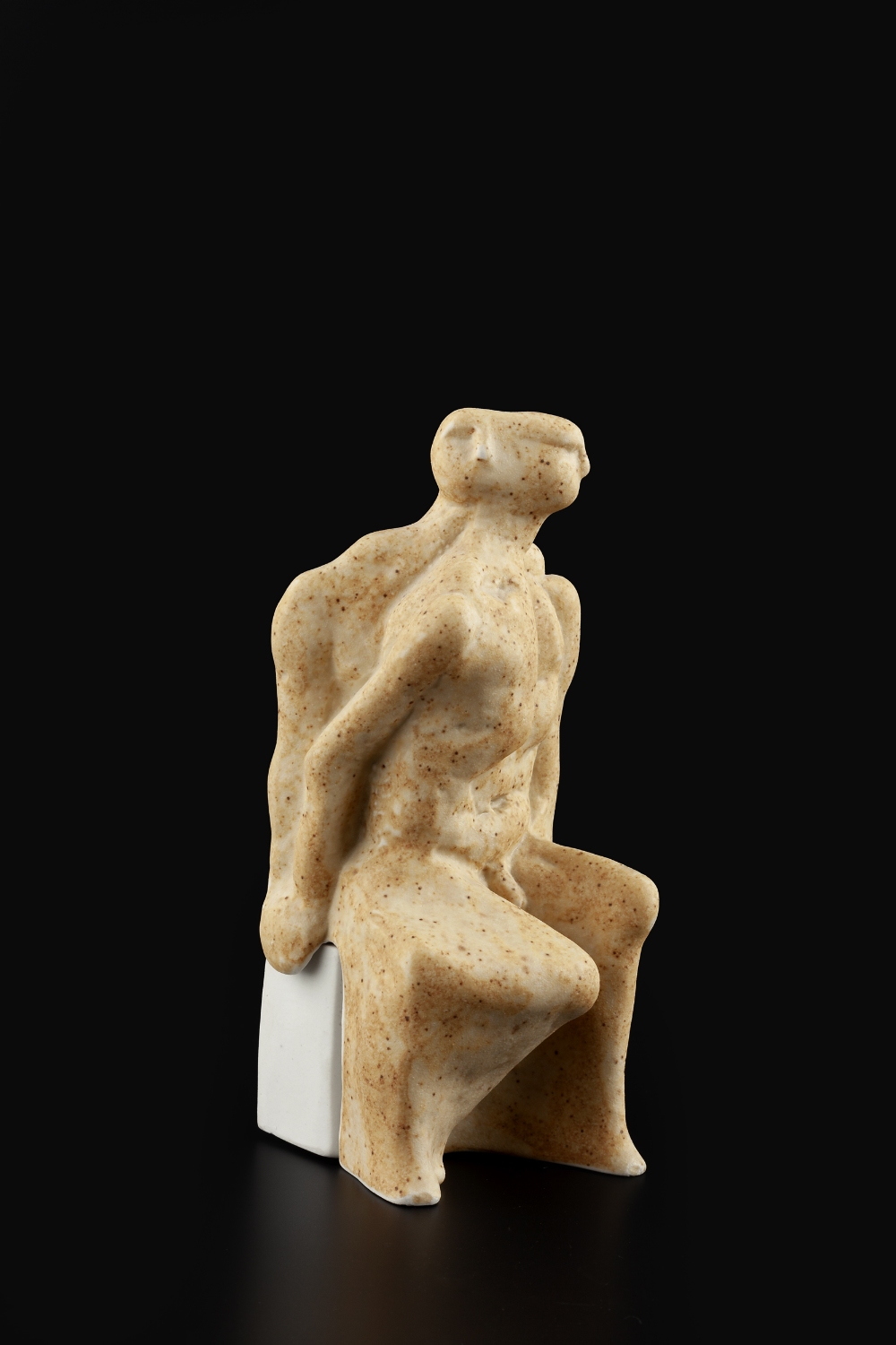 Peter Wright (1919-2003) Maquette for seated figures porcelain with oatmeal glaze 27/200, incised