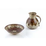 Barbara Cass (1921-1992) Jug and bowl wood ash glaze incised signatures Jug 20.5cm high (2).