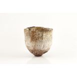 Rachel Wood (Contemporary) Vessel stoneware with various textured glazes incised signature 15.4cm