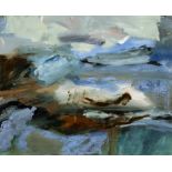 G. Harvey (Contemporary) Blue landscape oils and mixed media signed (lower right) 52cm x 64cm.