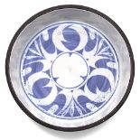 Aldermaston Pottery Bowl, Bowl, by Laurence McGowan brushwork blue pattern to interior painted