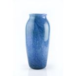 Monart Vase mottled blue glass original paper label 35cm high.