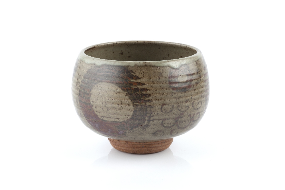 Henry Hammond (1914-1989) Footed bowl brushwork circles impressed potter's seal 11.5cm high, 14.