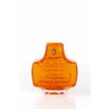 Geoffrey Baxter for Whitefriars 'TV' vase, originally designed in 1966 pattern no.9677, tangerine