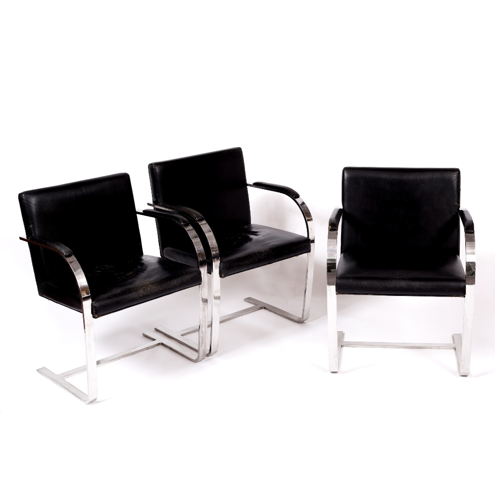 Mies Van der Rohe (1886-1969) for Knoll International Set of three Brno armchairs, originally