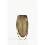 Nils Landberg (1907-1991) for Orrefors Vase green glass cased in clear glass etched signature and