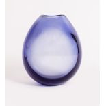 Per Lutken for Holmegaard vase glass vase in blue etched signature 17cm high.