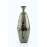 Robert Tinnyunt (b.1940) Vase decorated in tenmoku with foliate sprigs 43cm high.