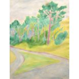 Eardley Knollys (1902-1991) The Wooded road signed (lower right) oils on paper 69.5cm x 52cm.