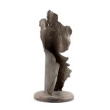 1930s School Abstract sculpture bronze on circular wooden base 44cm high.