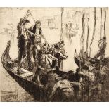 Frank Brangwyn (1867-1956) Boats, Venice signed in pencil (in the margin) etching 26cm x 28cm.