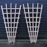 A pair of oak fan shaped garden trellis,