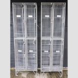 A pair of galvanized wire lockers,
