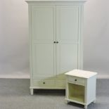 A modern white painted double wardrobe, 110cm,