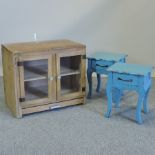 A glazed pine cabinet, 70cm,