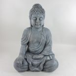 A grey painted seated figure of Buddha,