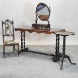 A Victorian mahogany library table, 120cm, together with a wine table,