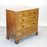 A George III painted pine chest, on bracket feet,