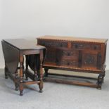 An oak gateleg dining table, 113cm,
