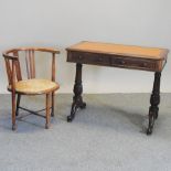 A Victorian walnut writing table, 92cm,