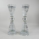 A pair of retro style glass table lamp bases,