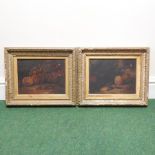 English school, still life of fruit, oil on canvas, a pair, indistinctly signed,