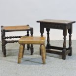 An 18th century style oak joint stool, 45cm,