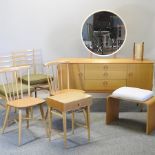 A 1970's bedside cabinet, together with a dressing table, stool,