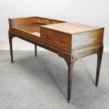A 19th century mahogany and satinwood converted square piano, with floral painted decoration,