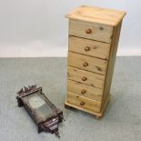 A pine narrow chest of drawers,