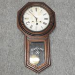 A 19th century regulator drop dial wall clock,