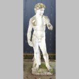 A reconstituted stone garden statue of David,
