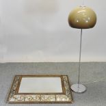 A 1970's style standard lamp, together with a mirror,