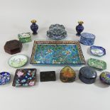 A collection of various items of cloisonne, to include a Longwy tray, 29cm,